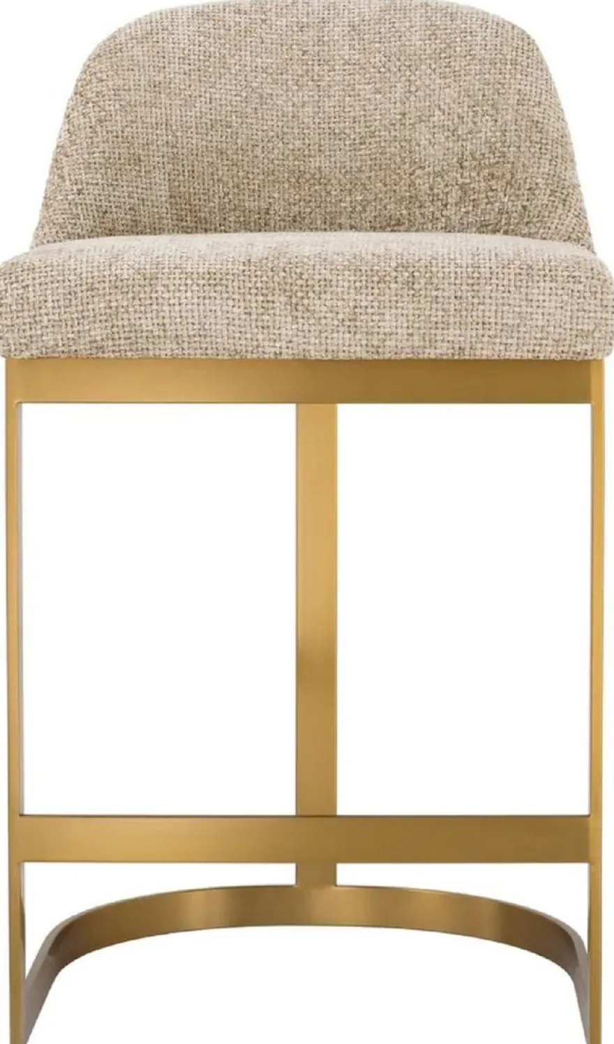 Casa Padrino Luxus Barstuhl Sandfarben / Messing 53 x 48 x H. 91 cm - Gepolsterter Edelstahl Barhocker - Bar Möbel - Luxus Möbel - Luxus Qualität
