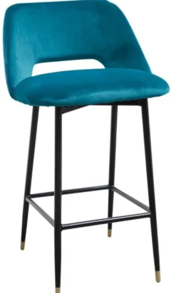 Casa Padrino Luxus Barstuhl Türkis / Schwarz 55 x 58 x H. 97 cm - Luxus Barmöbel