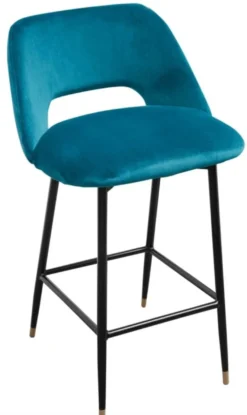 Casa Padrino Luxus Barstuhl Türkis / Schwarz 55 x 58 x H. 97 cm - Luxus Barmöbel