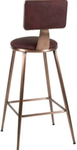 Casa Padrino Luxus Barstuhl Weinrot / Kupfer 44 x 44 x H. 104 cm - Gepolsterter Barhocker mit edlem Kunstleder - Bar Möbel - Luxus Möbel