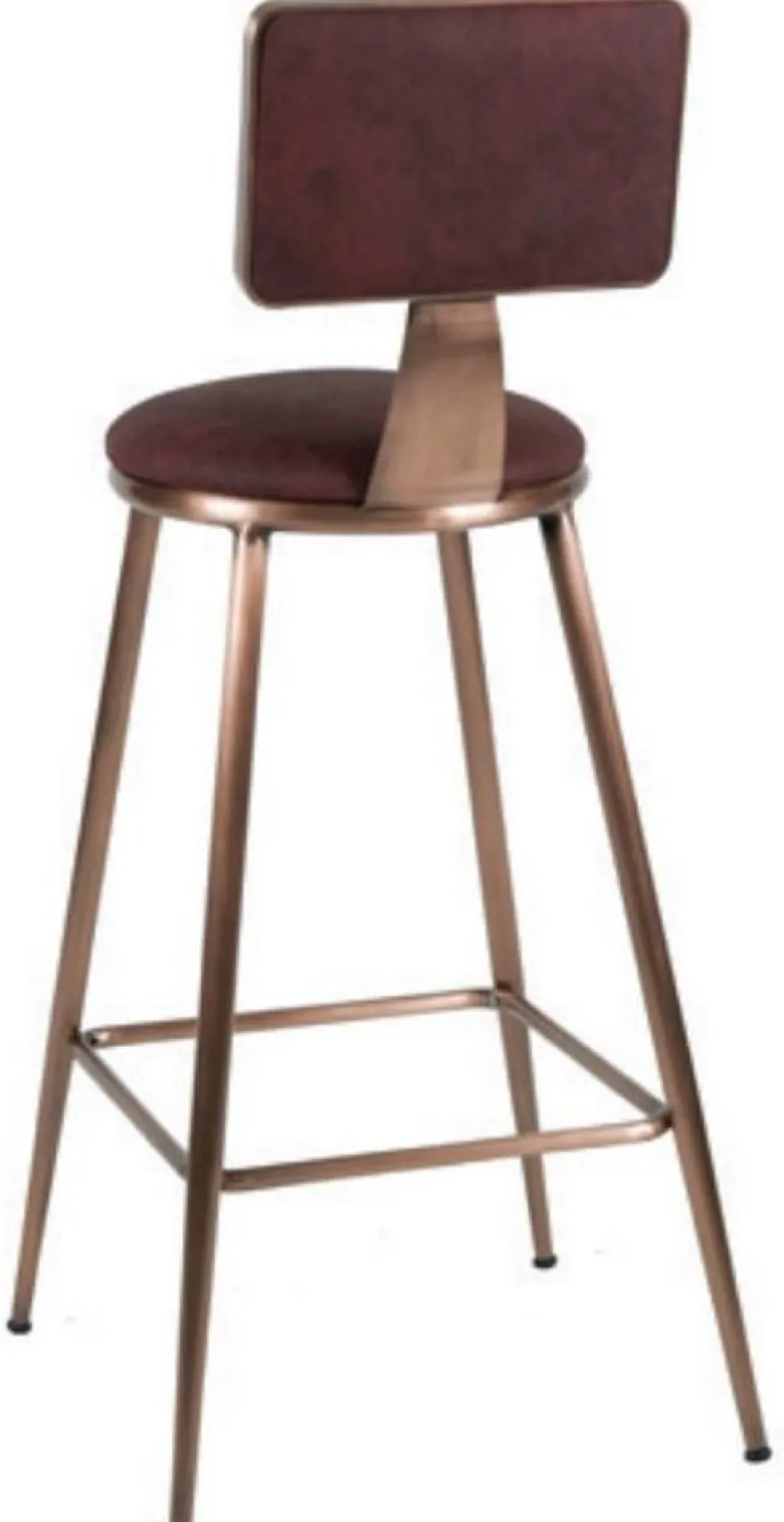 Casa Padrino Luxus Barstuhl Weinrot / Kupfer 44 x 44 x H. 104 cm - Gepolsterter Barhocker mit edlem Kunstleder - Bar Möbel - Luxus Möbel