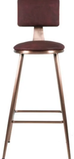 Casa Padrino Luxus Barstuhl Weinrot / Kupfer 44 x 44 x H. 104 cm - Gepolsterter Barhocker mit edlem Kunstleder - Bar Möbel - Luxus Möbel