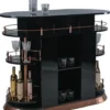 Casa Padrino Luxus Bar Theke Hochglanz Schwarz / Kupfer 135 x 65 x H. 106 cm - Ovaler Massivholz Thekentisch - Massivholz Barmöbel - Luxus Barmöbel - Luxus Möbel