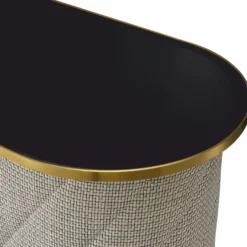 Casa Padrino Luxus Bar Theke mit Glasplatte Cremeweiß / Schwarz / Messing 140 cm - Bar Möbel