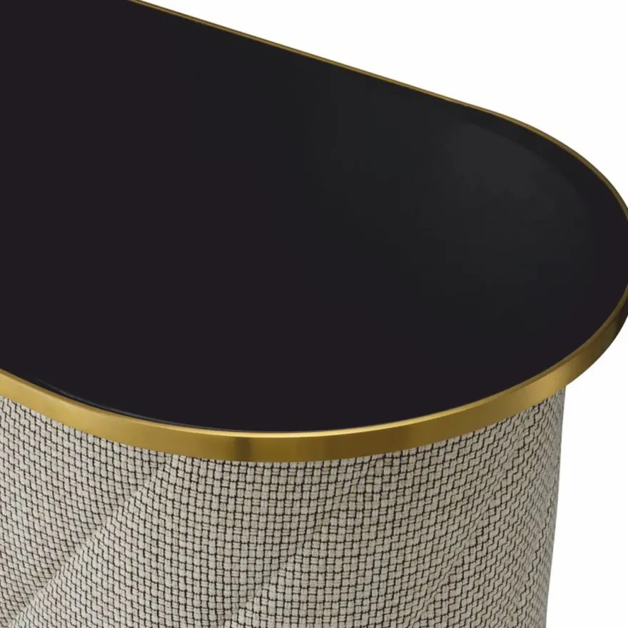 Casa Padrino Luxus Bar Theke mit Glasplatte Cremeweiß / Schwarz / Messing 140 cm - Bar Möbel