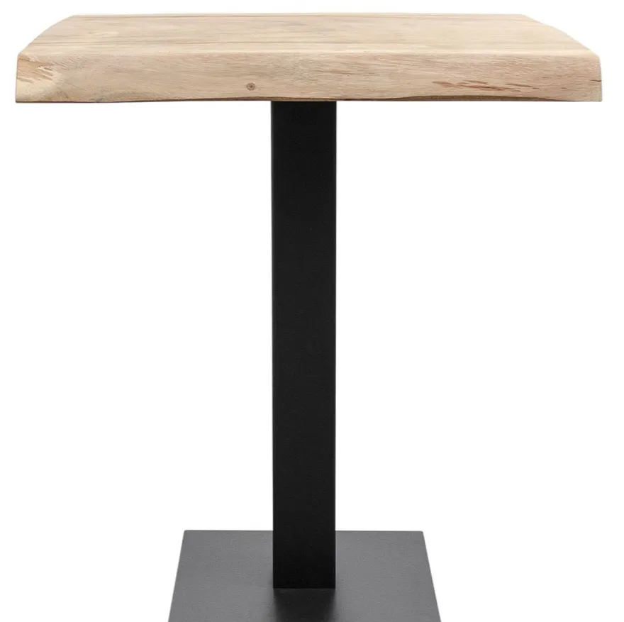 Casa Padrino Luxus Bartisch aus massivem Soar-Holz, Naturfarben und Schwarz, 90-95 x 90-95 x 107 cm