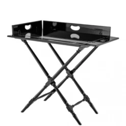 Casa Padrino Luxus Bar Tisch Neoklassisch Schwarz Hochglanz mit abnehmbarem Tablett 81 x 53 x H. 86 cm