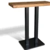 Casa Padrino Luxus Bartisch Naturfarben / Schwarz - Verschiedene Größen - Stehtisch mit Massivholz Tischplatte und Stahl Beinen - Bar Möbel - Bistro Möbel - Gastronomie Möbel - Luxus Möbel