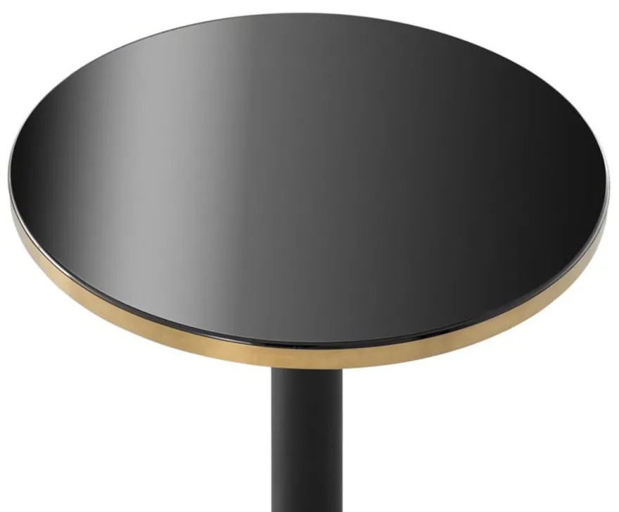 Casa Padrino Luxus Bartisch Rund Schwarz / Messingfarben Ø 60 x H. 110 cm - Edler Stehtisch