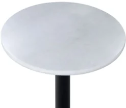 Casa Padrino Luxus Bartisch Weiß / Schwarz Ø 60 x H. 110 cm - Stehtisch mit runder Marmorplatte - Bar Möbel
