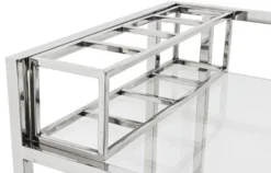Casa Padrino Luxus Bar Trolley Servierwagen aus Edelstahl und Glas 80 x 48 x H. 77 cm - Chrom