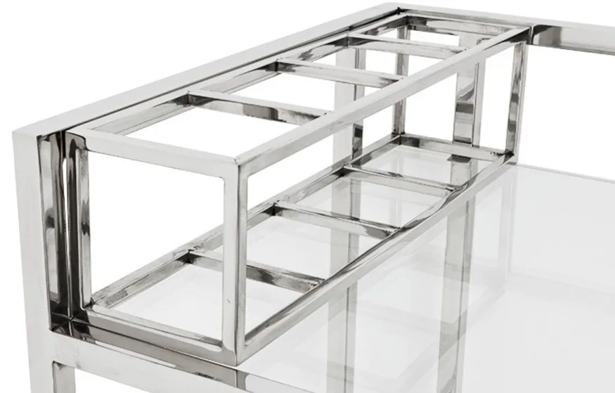 Casa Padrino Luxus Bar Trolley Servierwagen aus Edelstahl und Glas 80 x 48 x H. 77 cm - Chrom