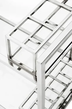 Casa Padrino Luxus Bar Trolley Servierwagen aus Edelstahl und Glas 80 x 48 x H. 77 cm - Chrom
