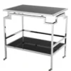 Casa Padrino Luxus Bar Trolley Servierwagen aus Edelstahl vernickelt und schwarzem Glas - 72 x 47 x H. 71,5 cm