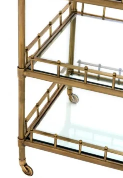 Casa Padrino Luxus Bar Trolley Servierwagen im Antikstil aus Messing und geschliffenem Glas 102 x 71,5 x H. 90,5 cm