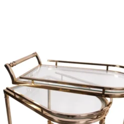 Casa Padrino Luxus Barwagen Gold 75 x 41 x H. 83 cm - Servierwagen mit ausschwenkbarer Glasablage und Rollen