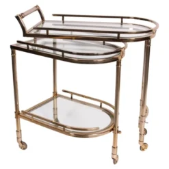Casa Padrino Luxus Barwagen Gold 75 x 41 x H. 83 cm - Servierwagen mit ausschwenkbarer Glasablage und Rollen