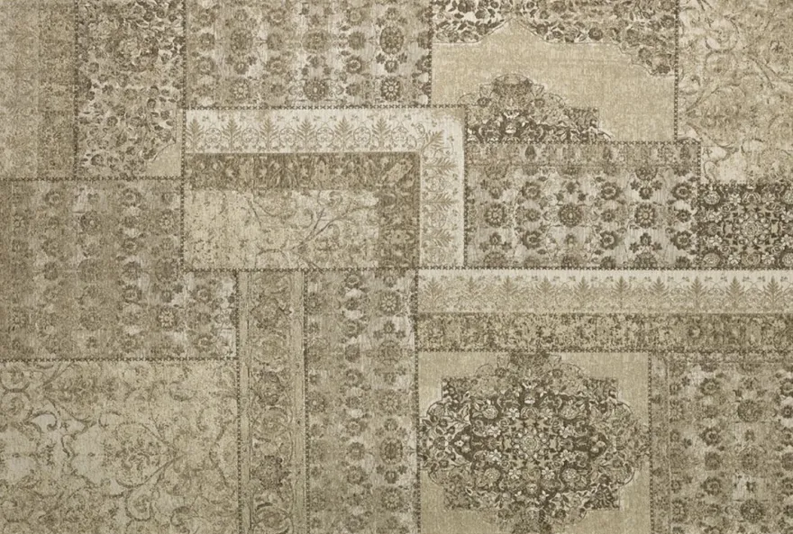 Casa Padrino Luxus Baumwoll Teppich Beige - Verschiedene Größen - Rechteckiger Wohnzimmer Teppich mit Relief Struktur und verwaschenem Used Look - Luxus Qualität