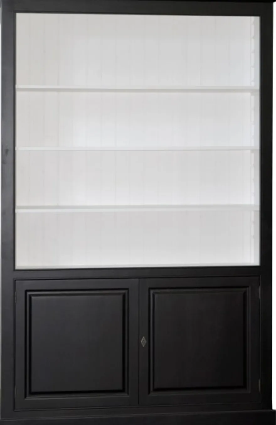 Casa Padrino Luxus Bücherschrank im Art Deco Stil, Schwarz / Weiß, B 168 x H 254 x T 48 cm