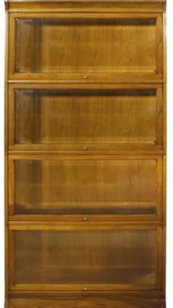 Casa Padrino Luxus Bücherschrank mit 4 Glastüren und LED Beleuchtung Hellbraun 90 x 39 x H. 182 cm - Büroschrank