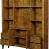 Casa Padrino Luxus Bücherschrank mit 2 Türen und 4 Schubladen Hellbraun 150 x 35 x H. 190 cm - Büroschrank - Wohnzimmerschrank - Luxus Qualität