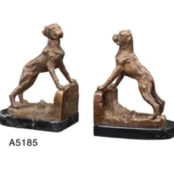 Casa Padrino Luxus Bücherstützen Boxer Hunde aus Bronze auf Marmorsockel - 30 x 11 x 22 cm
