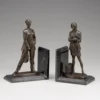 Casa Padrino Luxus Bücherstützen Ladies aus Bronze auf Marmorsockel, 29 x 15 x 15 cm