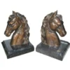 Casa Padrino Luxus Bücherstützen Pferdekopf Horse Head II aus Bronze auf Marmorsockel - Bronze - 15 x 13 x 13 cm