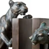 Casa Padrino Luxus Bücherstützen Set Löwen aus Bronze und Messing, 18 x 12 x H. 22 cm