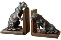 Casa Padrino Luxus Bücherstützen Set Löwen aus Bronze und Messing, 18 x 12 x H. 22 cm