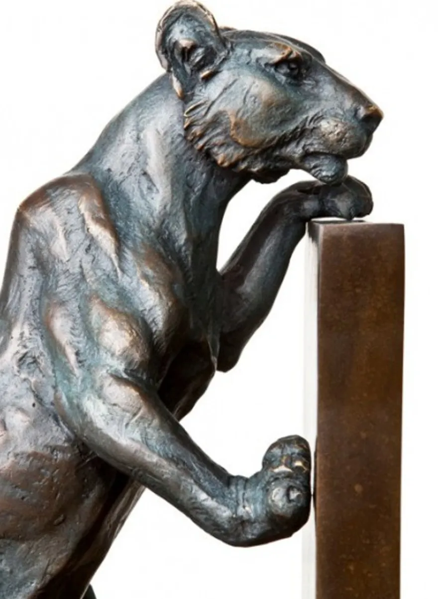 Casa Padrino Luxus Bücherstützen Set Löwen aus Bronze und Messing, 18 x 12 x H. 22 cm