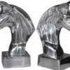 Casa Padrino Luxus Bücherstützen Pferdeköpfe aus Aluminium Silber 22 x 18 x 9,5 cm - Set aus 2 Stück