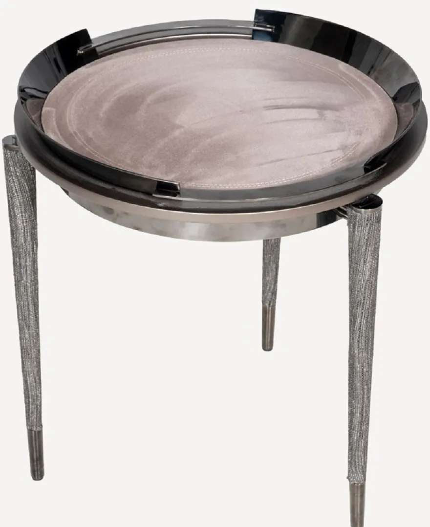 Casa Padrino Luxus 3-Bein Beistelltisch Grau / Schwarz / Bronze Ø 53 x H. 55,16 cm - Runder Wohnzimmer Beistelltisch - Hotel Tisch - Wohnzimmer Möbel - Hotel Möbel - Luxus Qualität