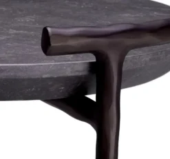 Casa Padrino Luxus Beistelltisch Grau / Bronze Ø 55 x H. 57,5 cm - Aluminium Tisch mit Marmorplatte - Wohnzimmer Möbel - Luxus Möbel - Wohnzimmer Einrichtung - Luxus Qualität