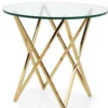 Casa Padrino Luxus Beistelltisch in Messing Gold Finish und Glas, Durchmesser 53 cm, Höhe 66 cm - Hotel Collection
