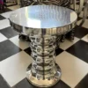 Casa Padrino Luxus Beistelltisch Silber Ø 38 x H. 48 cm - Runder Aluminium Tisch - Wohnzimmer Möbel - Luxus Möbel - Designer Möbel - Luxus Einrichtung - Designer Einrichtung