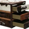 Casa Padrino Luxus Beistelltisch Kofferlook mit 3 Schubladen Braun / Weiß 63 x 60 x H. 67 cm