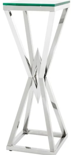 Casa Padrino Luxus Beistelltisch / Säule Edelstahl Silber 35 x 35 x H. 101 cm - Designer Tisch Möbel