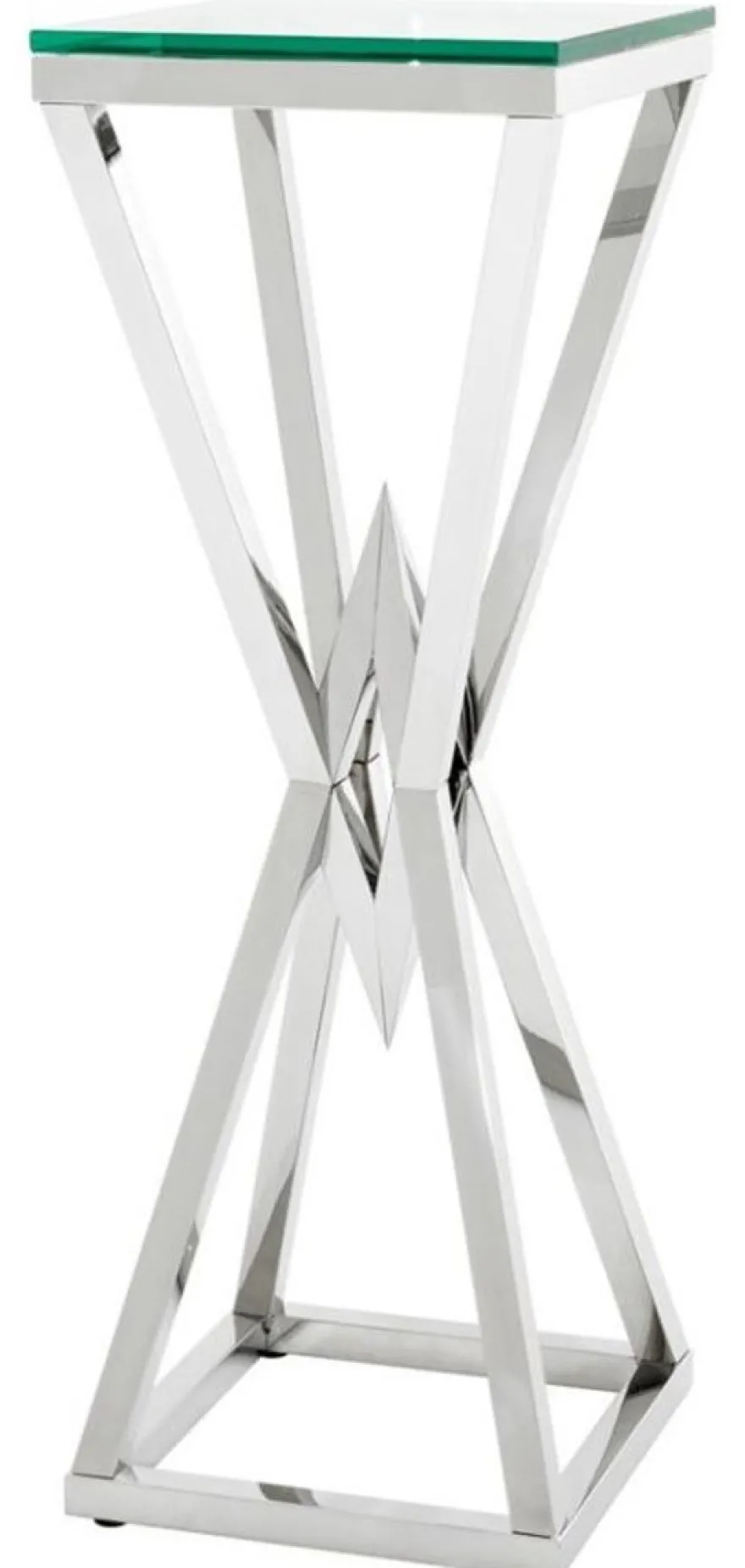 Casa Padrino Luxus Beistelltisch / Säule Edelstahl Silber 35 x 35 x H. 101 cm - Designer Tisch Möbel