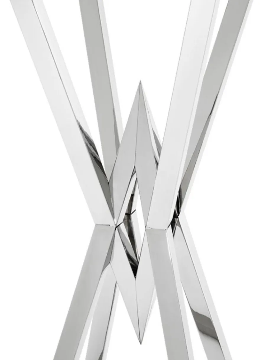 Casa Padrino Luxus Beistelltisch / Säule Edelstahl Silber 35 x 35 x H. 101 cm - Designer Tisch Möbel