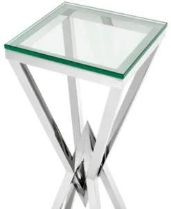Casa Padrino Luxus Beistelltisch / Säule Edelstahl Silber 35 x 35 x H. 101 cm - Designer Tisch Möbel
