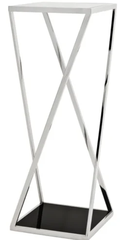 Casa Padrino Luxus Beistelltisch Silber 40,5 x 40,5 x H. 110 cm - Designermöbel