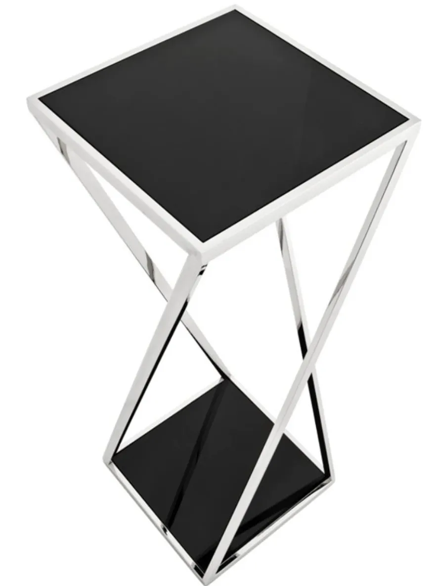 Casa Padrino Luxus Beistelltisch Silber 40,5 x 40,5 x H. 110 cm - Designermöbel