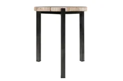 Casa Padrino Luxus Beistelltisch Braun 65 x 65 x H. 67 cm - Beistelltisch mit Tischplatte aus versteinertem Holz und Edelstahlfuß - Luxus Möbel