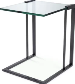 Casa Padrino Luxus Beistelltisch Bronzefarben 45 x 45,5 x H. 56,5 cm - Edelstahl Tisch mit Glasplatte - Luxus Wohnzimmer Möbel