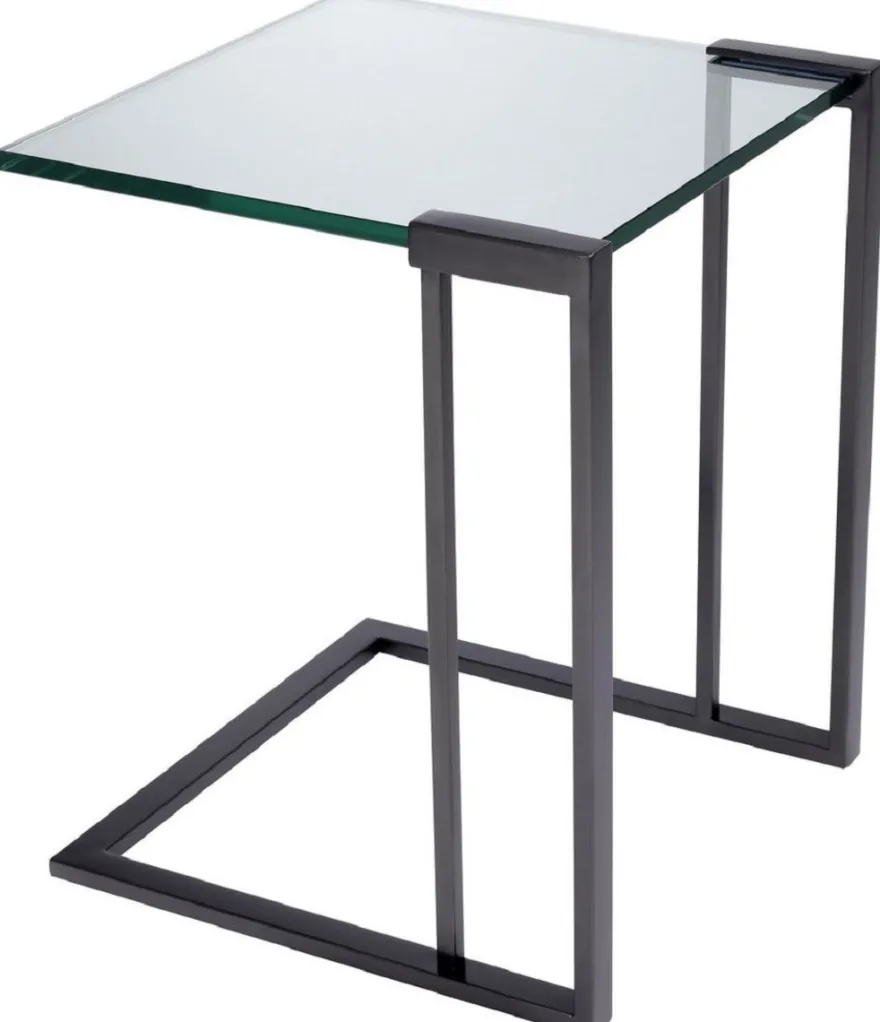 Casa Padrino Luxus Beistelltisch Bronzefarben 45 x 45,5 x H. 56,5 cm - Edelstahl Tisch mit Glasplatte - Luxus Wohnzimmer Möbel
