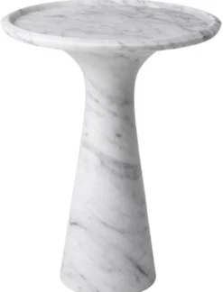 Casa Padrino Luxus Beistelltisch Weiß Ø 46,5 x H. 60 cm - Runder Beistelltisch aus hochwertigem Carrara Marmor - Luxus Möbel