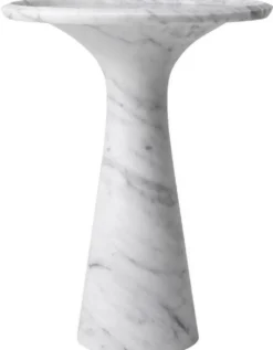 Casa Padrino Luxus Beistelltisch Weiß Ø 46,5 x H. 60 cm - Runder Beistelltisch aus hochwertigem Carrara Marmor - Luxus Möbel