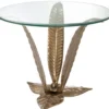 Casa Padrino Luxus Beistelltisch mit Glasplatte Vintage Messingfarben Ø 70 x H. 55 cm - Wohnzimmermöbel