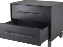 Casa Padrino Luxus Beistelltisch Anthrazitgrau / Bronzefarben 65 x 48 x H. 55 cm - Nachttisch mit 2 Schubladen - Luxus Möbel